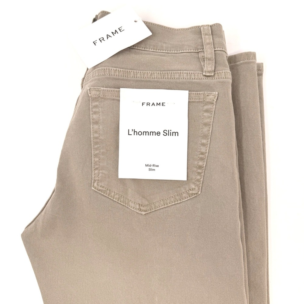 FRAME L'Homme Slim Jeans Garage Grime Brown Khaki Mid-Rise LMH445 Mens 30 NEW